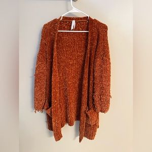 Dark Orange Knitted Cardigan